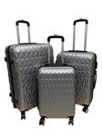 Suitcase Luggage Set of 3 ABS Hard Shell Travel Trolley Lightweight Case Silver