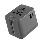 Goneo Adaptateur Voyage, Adaptateur Universel Prise Electrique International 15W avec 2 USB 1 Type C 1 Type C, Réinitialisation Automatique, Prise France vers USA UK Allemagne Australie Chine, Gris