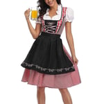 Women's Oktoberfest Costume Adult Dirndl German Traditional Bavarian Beer Carnival Fraulein Cosplay Maid Dress Outfit -a Black XXL