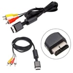 Black Video/Audio Cable AV Cord Flat 3 RCA For Sony Playstation PS PS2 PS3