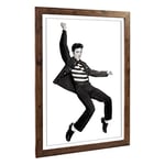 Big Box Art Framed Print of Elvis Presley The Jailhouse Rock Design | Wall Art Picture | Home Decor for Kitchen, Living Room, Bedroom, Hallway, Walnut, A2 / 24.5x18 Inch / 62x45cm