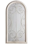 Gallery Direct Fleura Outdoor Garden Wall Ornate Arched Mirror, 96.5 x 49cm, Antique Ivory