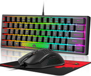 Uk Layout Wired Peigne 62 Touches Clavier De Jeu Rgb Rainbow Light Sculpture Laser 10 Chroma Rgb 12000Dpi Silent Respirant Honeycomb Shell Mouse + Tapis De Souris Pour Pc Gamer (Bl[MOU142583]