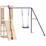 Aire de jeux d'extérieur balançoires toboggan portiques robuste jeux jardin 237 x 184 x 169 cm bois de pin massif