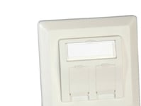 Roline Flush Mount Wall Oulet For Keystones, 2-Port, Vit, Plast, 22,2 X 80 X 80 Mm