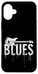 Coque pour iPhone 16 Plus Musique Blues pour guitare électrique vieilli