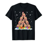 Santa Hat Bactrian Camel Lovers Men Women Kids Xmas Tree T-Shirt