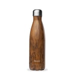 Qwetch - Bouteille Isotherme Wood 500ml - Gourde Nomade Inox - 24h Froid et 12h Chaud - Etanche, Sans BPA & Réutilisable - Gourde isotherme pour Sport, Voyage, Bureau, Randonnée