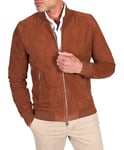 D'Arienzo Bomber Veste Cuir Daim Homme Cognac Blouson Cuir Véritable Gaudil 48/M/Cognac