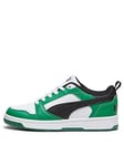 Puma Junior Unisex Rebound V6 Low Trainers - White/Green, White/Green, Size 5 Older