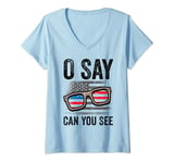 Womens Ophthalmologist O Say Can You See 4th Of July Optician V-Neck T-Shirt