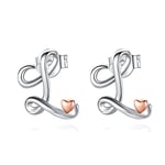 CELESTIA Boucle Oreille Femme Lettre L Boucles d' Oreilles Argent 925 Clou Bijoux Cadeau Femme Anniversaire Cadeau Mignon pour sa Copine