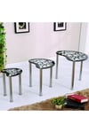 Tempered Glass Nest of 3 Tables Set with Chrome Frame