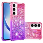 SKALO Samsung A35 5G Juoksuhiekka Glitter Sydämet TPU kuori - Pinkki-Violetti