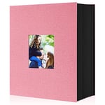 Lanpn Album Photo 10x15 1000 Pochette, Grand Geant Format Lin Tissu Album pour Horizontal Vertical Photos (Rose)