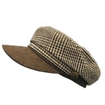 ZYM Winter Cotton Hats For Women Plaid Newsboy Hat Retrooctagonal Baker Boy Hat Adjustable Visor Hat-Coffee