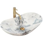 Rea VASQUE À POSER ROYAL GRANIT MAT Lavabo Salle de Bain 605 x 360 x 160 mm en Céramique (Gris, imitation de marbre)