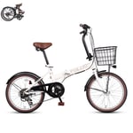 Dongshan 20 inch folding bicycle 6 speeds ladies bicycles with front basket,lightweight bikes LED sensor light unisex night safety city traffic road bikes put in the trunk