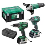 HITACHI - HIKOKI Pack 3 outils (DS18DBSL + WH18DBDL2 G13STA) 18 V Li-Ion (2 x 5,0 Ah)