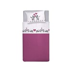 PENSIERI DELICATI Parure de lit 1 Place et Demi 100% Coton 120x200 avec Drap Inférieur, Drap supérieur et 1 Taie d'oreiller, Made in Italy, Chatons Rose Fantaisie