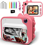 ULEWAY Appareil Photo Instantané Numérique avec Papier d'impression,Caméra Jouet 1080P HD avec écran de 2.4",Carte TF 32G, Cadeau pour Enfants Filles Garçons 3-12 Ans-P80Rose