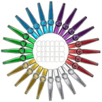 24-pack Metalliska Kazooer med 24 st Kazoo-flöjtsmembran i 6 Färger, bra följeslagare till Ukulele, Violin (FMY)