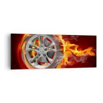 Impression sur Toile 140x50cm Tableaux Image Photo Wheel Flames Rim Decoration