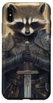 Coque pour iPhone XS Max Carte de tarot raton laveur médiéval Fantasy Knight Battle