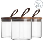 Scandi Storage Jar with Leather Loop Lid 550ml Pack of 3