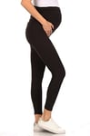 Leggings Depot Women's Maternity Leggings Over The Belly Pregnancy Casual Yoga Tights, Black, M