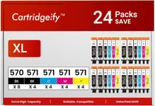 PGI-570XL CLI-571XL Cartouche d'encre Compatible avec Canon PGI-570 CLI-571 XL Multipack (24-Pack), pour Pixma MG5750 TS5050 MG5751 TS5055 MG5753 MG6850 MG6851 TS5051 TS5053 TS6050 MG7750.[G1629]