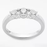 Mogul 18ct White Gold Round Brilliant Diamond Trilogy Engagement Ring, 1ct