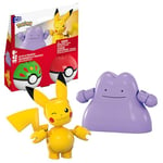 Mega Pokémon Coffret Pikachu et Métamorph Jouet de Construction avec Figurines articulées, 42 pièces, 2 Poké Balls, pour Enfants, JCT43