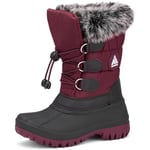 Mishansha Botte Enfant Neige Bottes Hiver Fille Imperméable Chaussure Garçon Neige Fourrées Chaudes Bottine de Neige Antidérapantes Boots Neige Vin Rouge,Gr.34