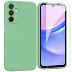 ARRYNN Coque pour Samsung Galaxy A15 4G / 5G 6,5" + Film Protection écran en Verre trempé,Housse Ultra Premium TPU Silicone Liquide Flexible pour Samsung Galaxy A15 4G / 5G - Vert