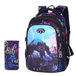 Cartable Enfants Sac à Dos Garçon Fille école Sac à Dos Wonder série Cartoon étudiants Cartable Décharger Sac à Dos (Color : Black Panther Small)