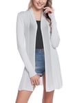 Sykooria Gilet Femme en Coton Long Tricoté Veste Casual à Manches Longue Cardigan Respirant Élégant,XL,Gris