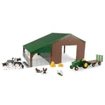 FARM BUILDING SET WITH JOHN DEERE TRACTOR AND ANIMALS 1:32 Britains Diorami