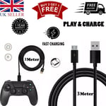 3M Long Super Fast Charger Cable For PlayStation PS4 Slim Wireless Controller UK