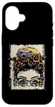 iPhone 16 Monster Trucks Smashers Jam Hot Messy Bun Hair Leopard Case