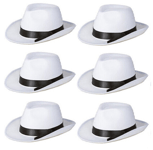 6 x  White Gangster Hats Al Capone Trilby Fedora Criminal Michael Jackson Hat