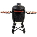 Sac Kamado 21" Ceramic BBQ Grill Oven, Charcoal Smoker, Black, Outdoor Cooker with Temperature Control, Large 346 sq inch Cooking Area, Heat Deflector, Stainless Steel Ash Tool