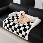 OKYUK Lit pour chien, super confortable, panier pour chien, canapé pour chien, housse de canapé, lavable à la main, antidérapant, convient pour chiens (noir à carreaux, L 75 x P 75 x H 13 cm)