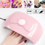 54W 18 LED Smart Infrared Sensor UV Sunlight Nail Dryer Lamp Gel Polish Curi Blw