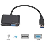 2 in 1 Yhteensopiva USB-teräväpiirto-multimedialiitännän ja VGA-sovitinkaapelin kanssa Yhteensopiva 1080p USB 3.0 -teräväpiirto-multimedialiitännän kanssa VGA-muuntimen tuki xp Windows 7 8 10