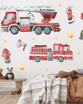 Wallstickers Barnerom - Brannbil, sett 22stk | Mini Dekor