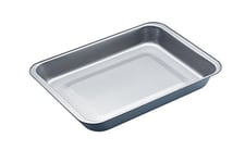 KitchenCraft Non Stick Roasting Tray, Extra Large Steel Tray Bake Tin, 40.5 x 28.5 x 5 cm, Silver