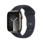 Apple Watch Series 9 Gps + Cellular - Boîtier Acier Inoxydable 45 Mm Graphite - Bracelet Sport