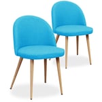 Intensedeco - Lot de 2 chaises scandinaves Cecilia tissu Bleu