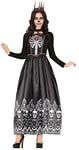 FIESTAS GUIRCA Costume Reine des Morts - Robe Longue Noire Jour des Morts Squelette - Déguisement d'Halloween pour Femme Taille 38-40 M